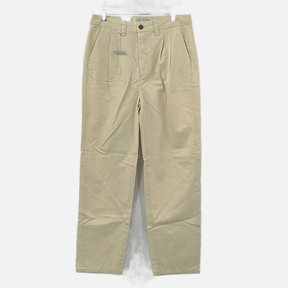Amendi Gunnar in Light Beige Organic Cotton Pleat Front Button Fly Pants - Sz 32 - Picture 1 of 11